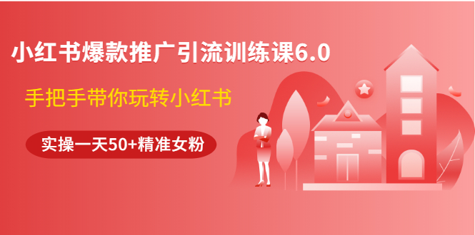 小红书爆款推广引流训练课6.0，手把手带你玩转小红书，实操一天50+精准女粉-缘梦网创