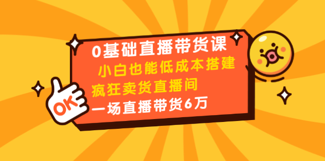 0基础直播带货课：小白也能低成本搭建疯狂卖货直播间：1场直播带货6万-缘梦网创