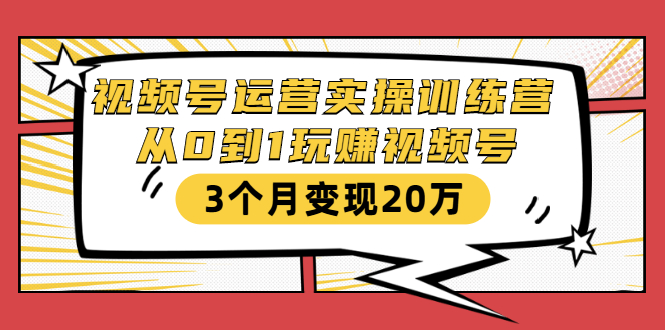 视频号运营实操训练营：从0到1玩赚视频号，3个月变现20万-缘梦网创