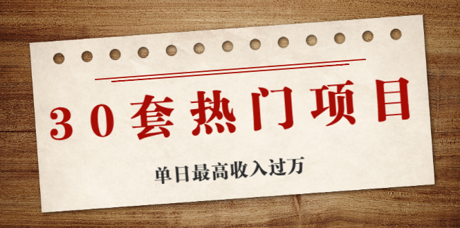 30套热门项目：网赚项目、朋友圈、涨粉套路、抖音、快手 单日最高收入过万-缘梦网创