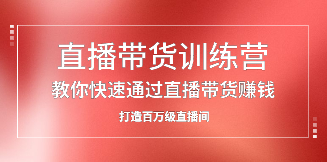 直播带货训练营，教你快速通过直播带货赚钱，打造百万级直播间-缘梦网创