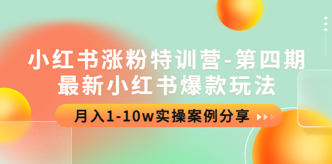 小红书涨粉特训营-第四期：最新小红书爆款玩法，月入1-10w实操案例分享-缘梦网创