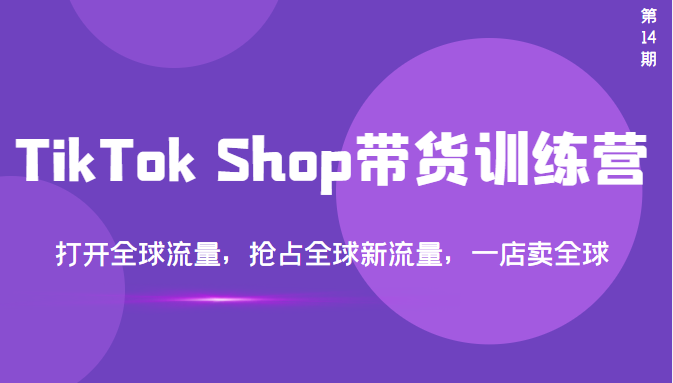 TikTok Shop带货训练营，打开全球流量，抢占全球新流量 一店卖全球(第14期)-缘梦网创