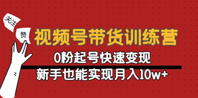 视频号带货训练营：0粉起号快速变现，新手也能实现月入10w+-缘梦网创