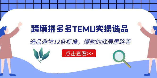 跨境拼多多TEMU实操选品运营方法，选品避坑12条标准，爆款的底层思路等-缘梦网创