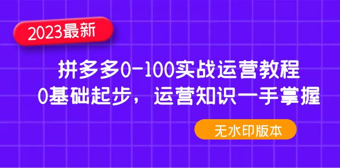 2023拼多多0-100实战运营教程，0基础起步，运营知识一手掌握-缘梦网创