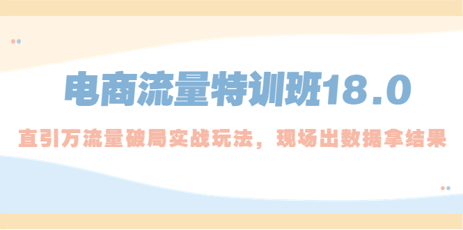 电商流量特训班18.0，直引万流量破局实操玩法，现场出数据拿结果-缘梦网创