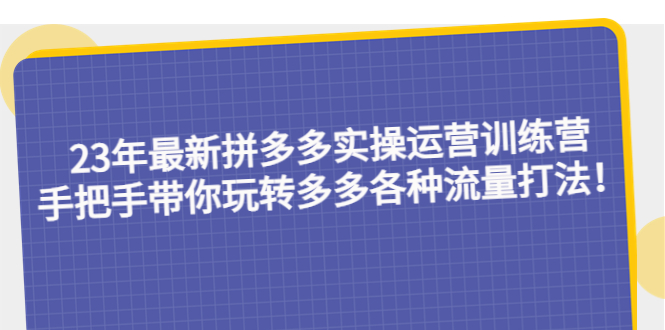 23年最新拼多多实操运营训练营：手把手带你玩转多多各种流量打法！-缘梦网创