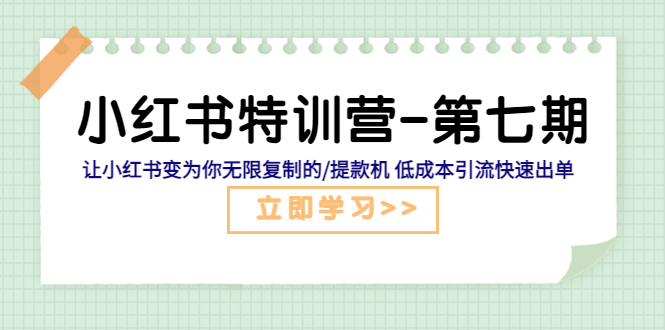 小红书特训营-第七期 让小红书变为你无限复制的/提款机 低成本引流快速出单-缘梦网创