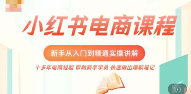 小红书电商新手入门到精通实操课，从入门到精通做爆款笔记，开店运营-缘梦网创