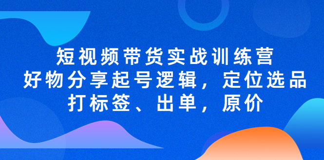 短视频带货实战训练营，好物分享起号逻辑，定位选品打标签、出单，原价-缘梦网创