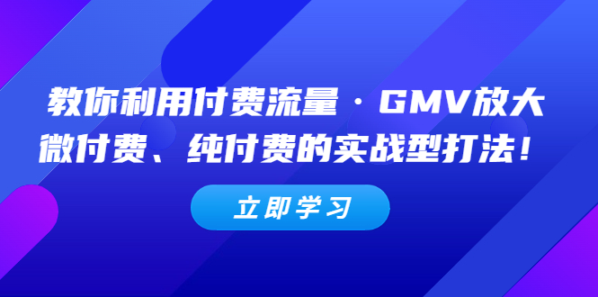 教你利用付费流量·GMV放大，微付费、纯付费的实战型打法！-缘梦网创