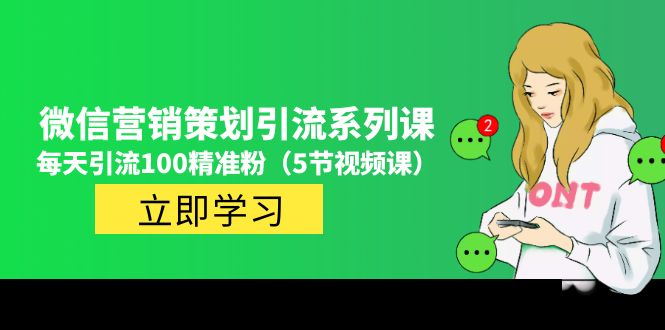 价值百万的微信营销策划引流系列课，每天引流100精准粉（5节视频课）-缘梦网创