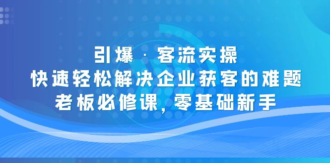 引爆·客流实操：快速轻松解决企业获客的难题，老板必修课，零基础新手-缘梦网创