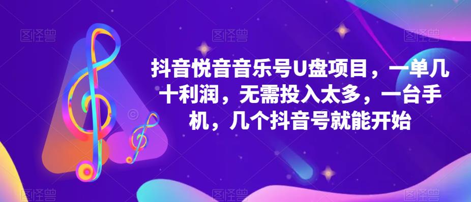 抖音音乐号U盘项目 一单几十利润 无需投入太多 一台手机 几个抖音号就开始-缘梦网创