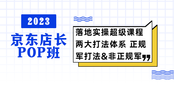 2023京东店长·POP班 落地实操超级课程 两大打法体系 正规军&非正规军-缘梦网创