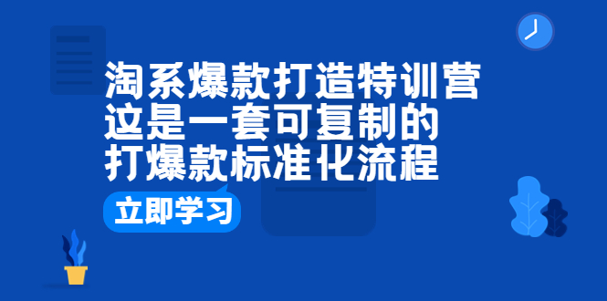 淘系爆款打造特训营：这是一套可复制的打爆款标准化流程-缘梦网创