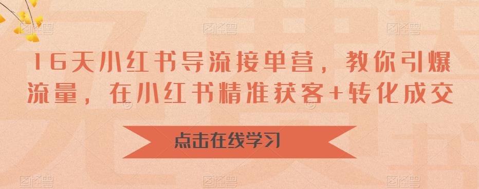 16天-小红书 导流接单营，教你引爆流量，在小红书精准获客+转化成交-缘梦网创