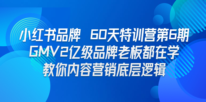 小红书品牌 60天特训营第6期 GMV2亿级品牌老板都在学 教你内容营销底层逻辑-缘梦网创