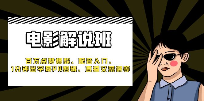 《电影解说班》百万点赞爆款、配音入门、1分钟出字幕PR剪辑、直播文案课等-缘梦网创