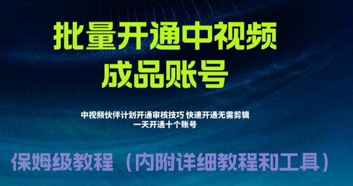 外面收费1980暴力开通中视频计划教程，附 快速通过中视频伙伴计划的办法-缘梦网创