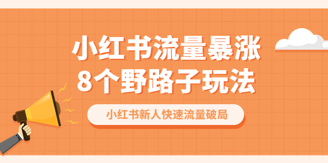 小红书流量-暴涨8个野路子玩法：小红书新人快速流量破局（8节课）-缘梦网创