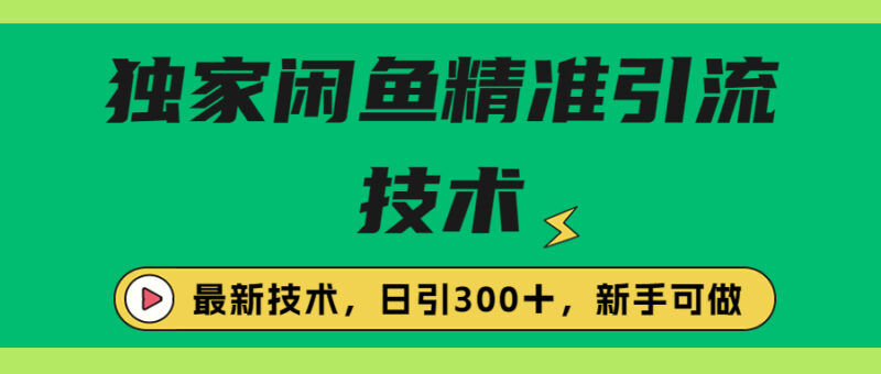 独家闲鱼引流技术，日引300＋实战玩法-缘梦网创