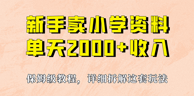 我如何通过卖小学资料，实现单天2000+，实操项目，保姆级教程+资料+工具-缘梦网创