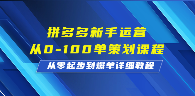 拼多多新手运营从0-100单策划课程，从零起步到爆单详细教程-缘梦网创