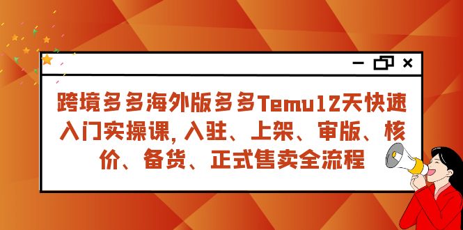 跨境多多海外版多多Temu12天快速入门实战课，从入驻 上架到正式售卖全流程-缘梦网创