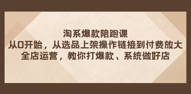 淘系爆款陪跑课 从选品上架操作链接到付费放大 全店运营 打爆款 系统做好店-缘梦网创