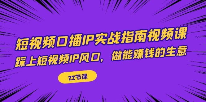 短视频口播IP实战指南视频课，踩上短视频IP风口，做能赚钱的生意（22节课）-缘梦网创