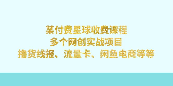 某付费星球课程：多个网创实战项目，撸货线报、流量卡、闲鱼电商等等-缘梦网创