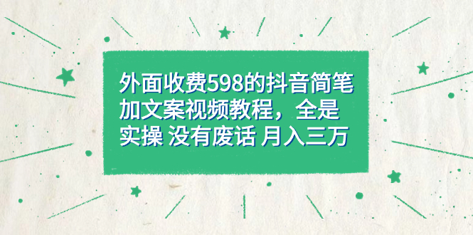 外面收费598抖音简笔加文案教程，全是实操 没有废话 月入三万（教程+资料）-缘梦网创