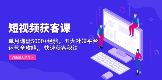 短视频获客课，单月询盘5000+经验，五大社媒平台运营全攻略,，快速获客…-缘梦网创