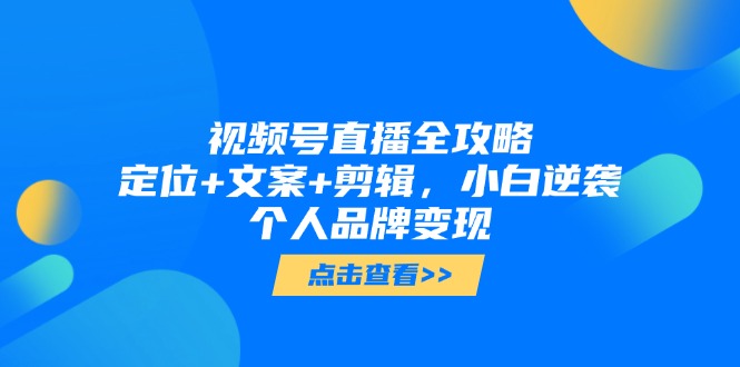 视频号直播全攻略，定位+文案+剪辑，小白逆袭个人品牌变现-缘梦网创