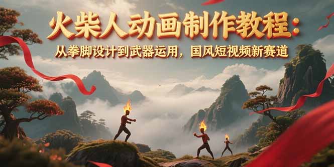 火柴人动画制作教程：从拳脚设计到武器运用，国风短视频新赛道-缘梦网创