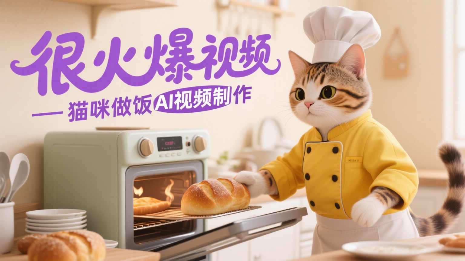 很火爆款视频—猫咪做饭AI视频制作-缘梦网创