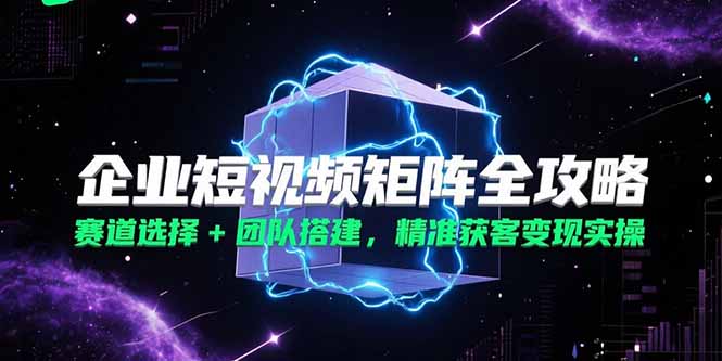 企业短视频矩阵全攻略，赛道选择+团队搭建，精准获客变现实操-缘梦网创