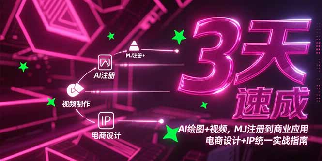 3天速成AI绘图+视频，MJ注册到商业应用，电商设计+IP统一实战指南-缘梦网创