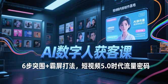 AI数字人获客课，6步突围+霸屏打法，短视频5.0时代流量密码-缘梦网创