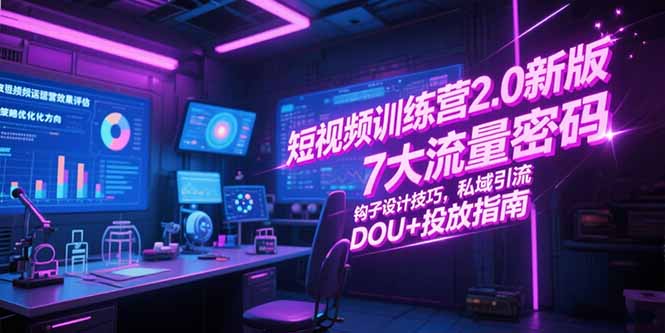 短视频训练营2.0新版，7大流量密码/钩子设计技巧/私域引流/DOU+投放指南-缘梦网创