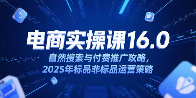 淘宝电商运营课16.0，自然搜索与付费推广攻略，2025年标品非标品运营策略-缘梦网创