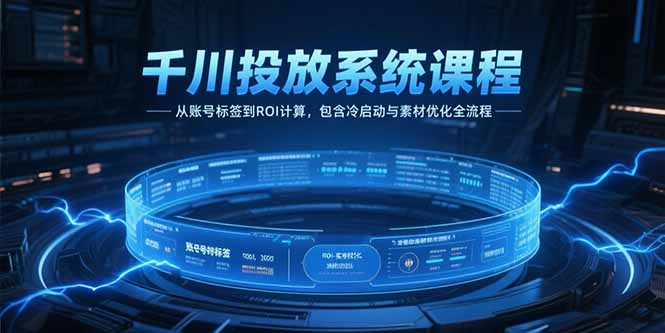 千川投放系统课程，从账号标签到ROI计算，包含冷启动与素材优化全流程-缘梦网创