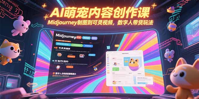 AI萌宠内容创作课，Midjourney制图到可灵视频，数字人带货玩法-缘梦网创