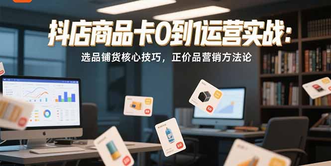 抖店商品卡0到1运营实战：选品铺货核心技巧，正价品营销方法论-缘梦网创