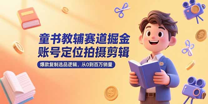 童书教辅赛道掘金，账号定位拍摄剪辑，爆款复制选品逻辑，从0到百万销量-缘梦网创