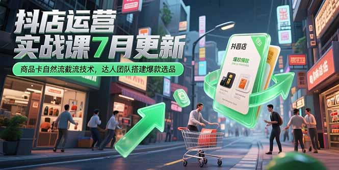 抖店运营实战课7月更新，商品卡自然流截流技术，达人团队搭建爆款选品-缘梦网创