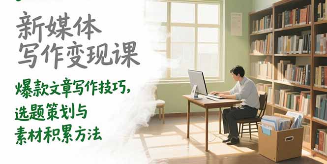 新媒体写作变现课，爆款文章写作技巧，选题策划与素材积累方法-缘梦网创
