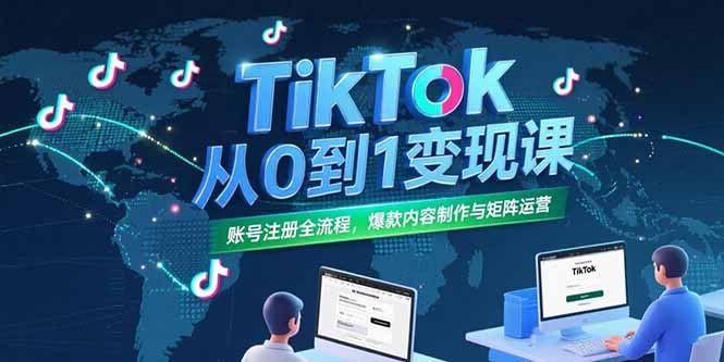 TikTok从0到1变现课，账号注册全流程，爆款内容制作与矩阵运营-缘梦网创